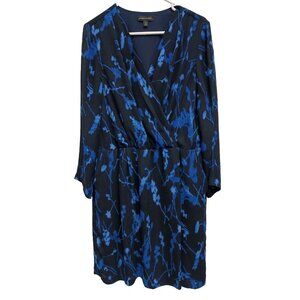 Banana Republic Womens Dress Size 14 Blue Floral Modest Office Long Sleeve